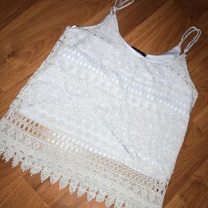 Crochet Lace Blue Top